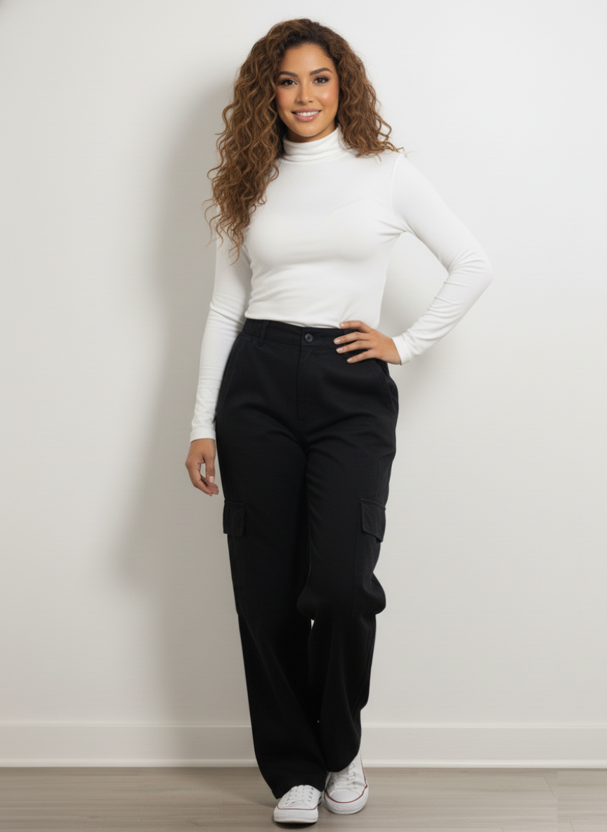 Pantalon Bota recta estilo cargo