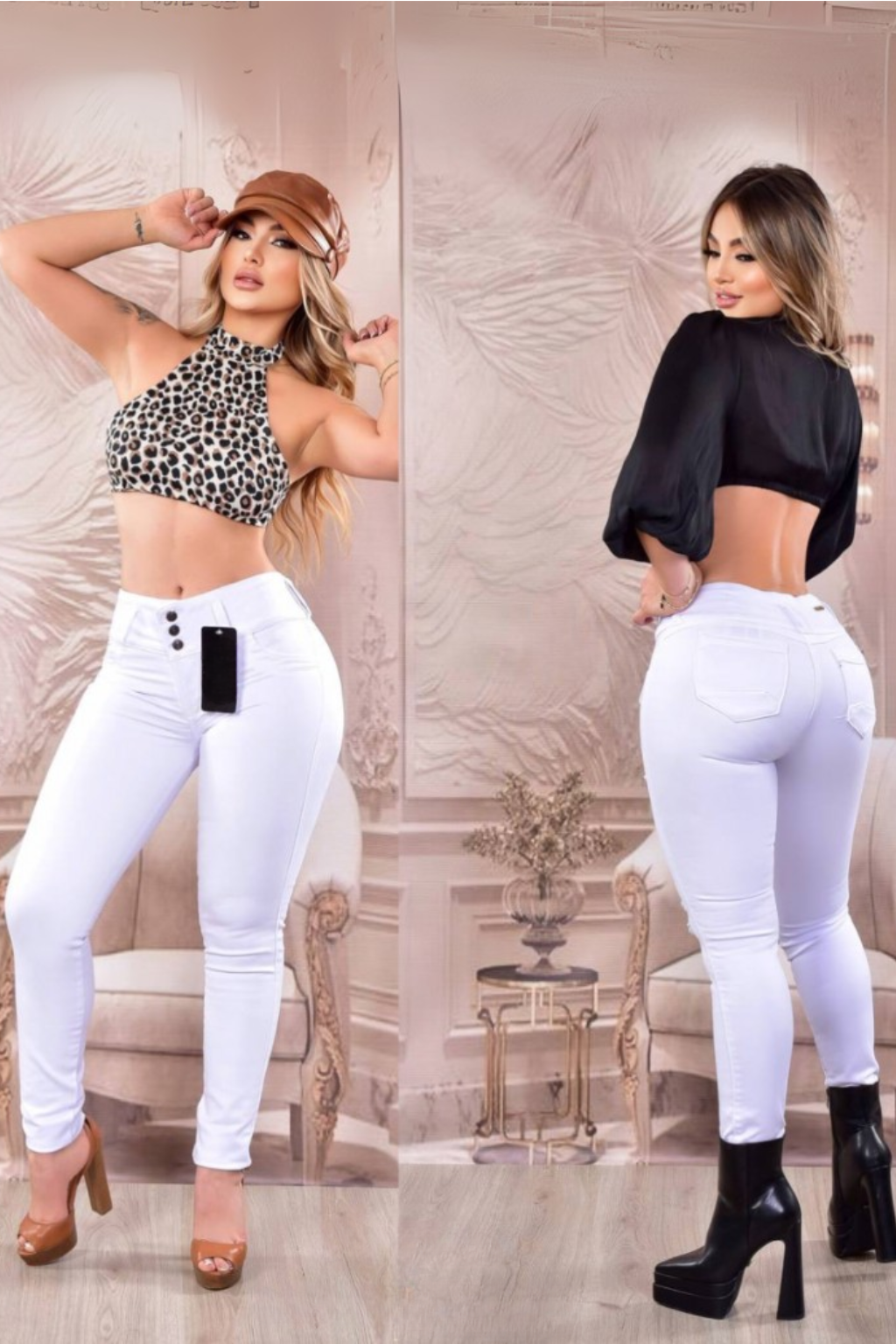 Pantalon De Jean 3 botones  Skinny Con Bolsillos