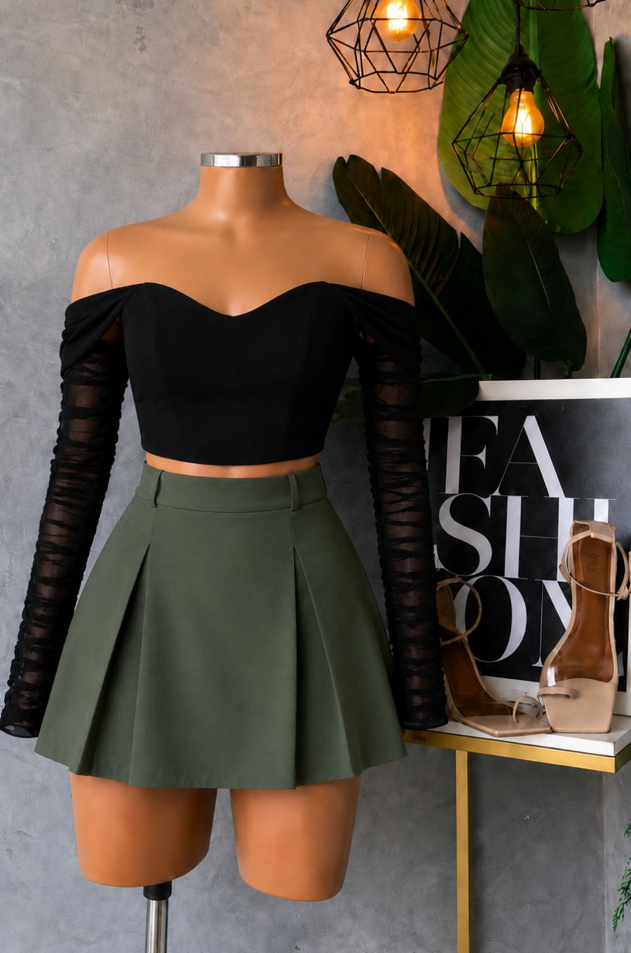 Conjunto de Falda Prenses + Corsette Manga Larga