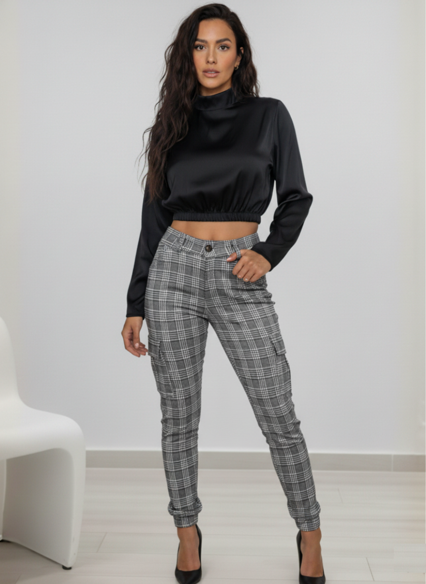 Conjunto Blusa formal y Pantalón cuadros