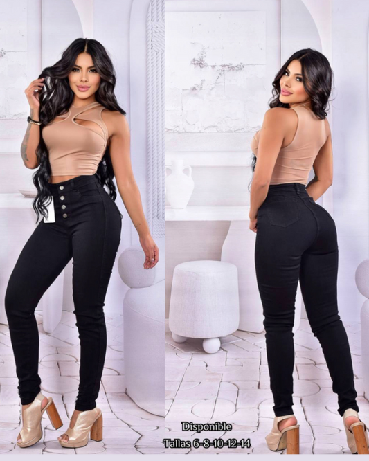 Pantalon De Jean Skinny  4 botones Ajustado al cuerpo
