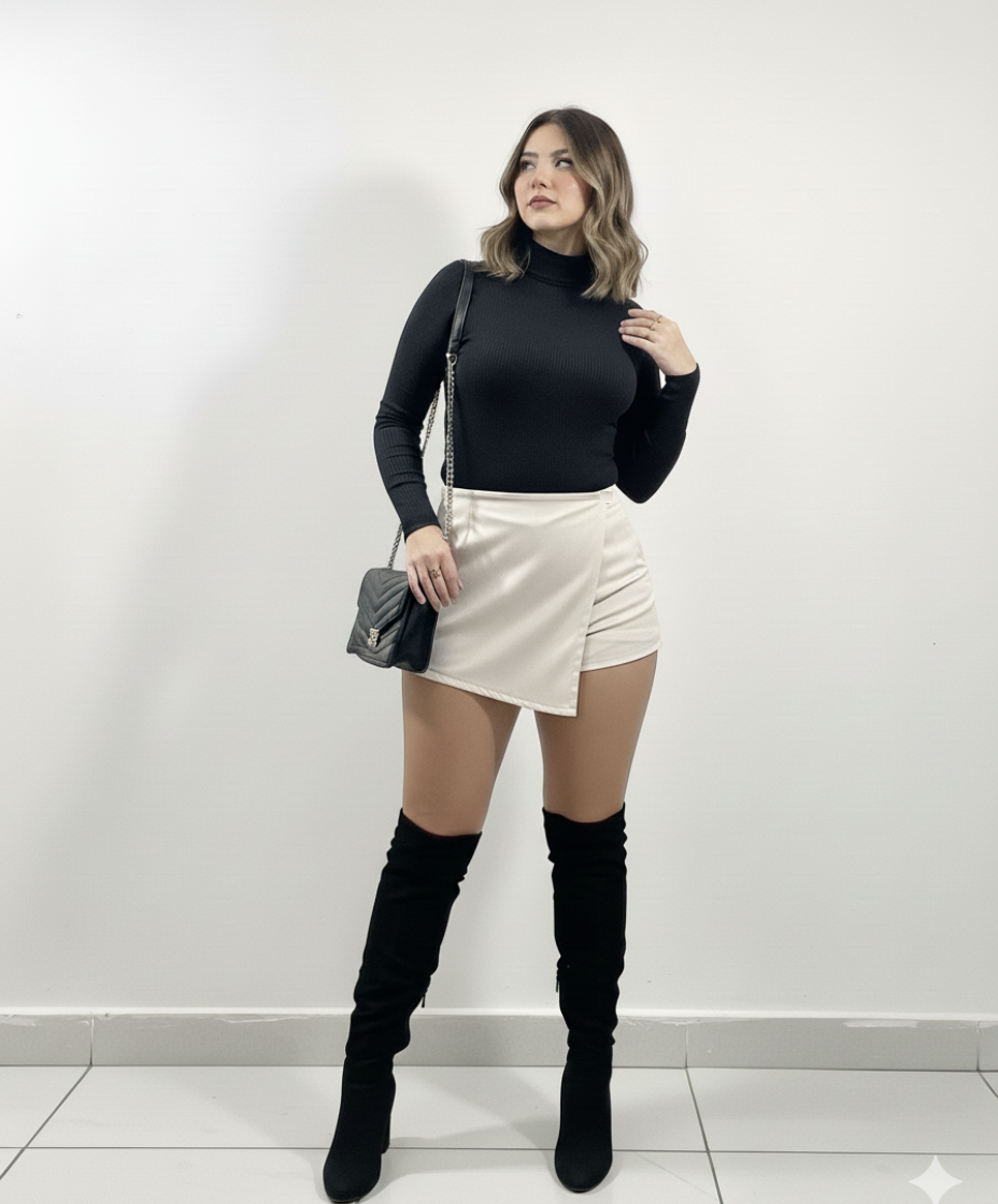 Falda short en gamuza con orma