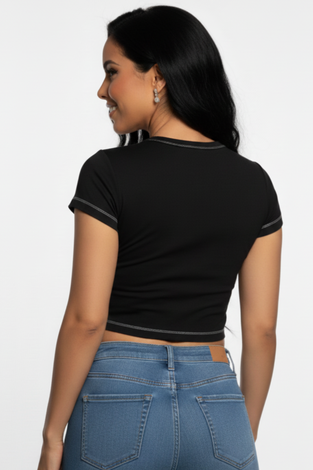 Crop top manga corta estampada