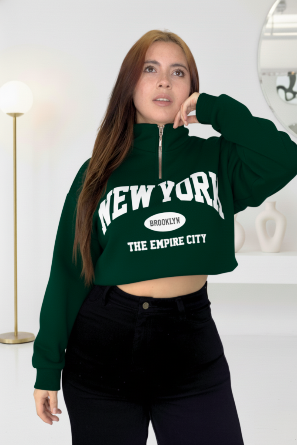 Buzo con cremallera y estampado New York