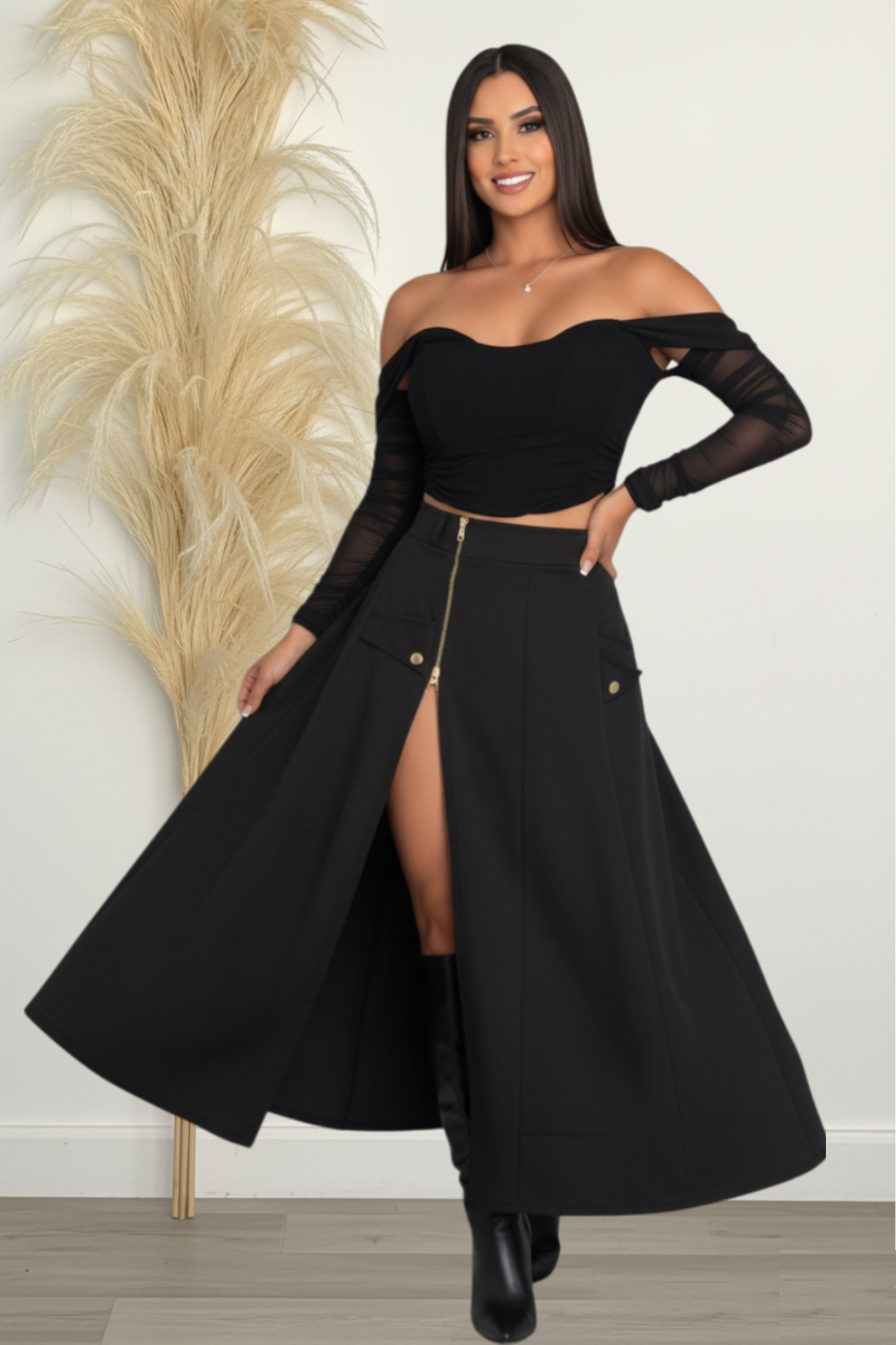 Conjunto  Blusa Estilo Corset y Falda larga