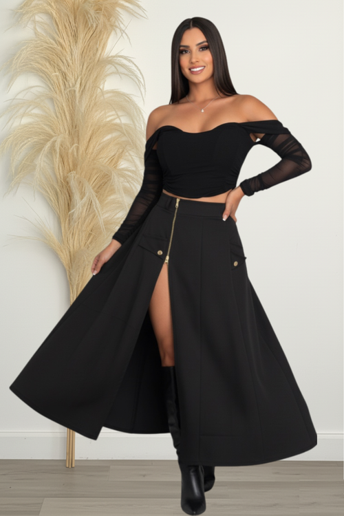 Conjunto  Blusa Estilo Corset y Falda larga