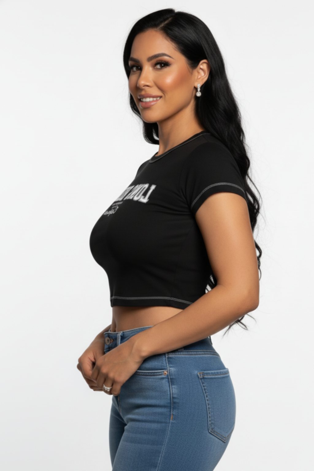 Crop top manga corta estampada