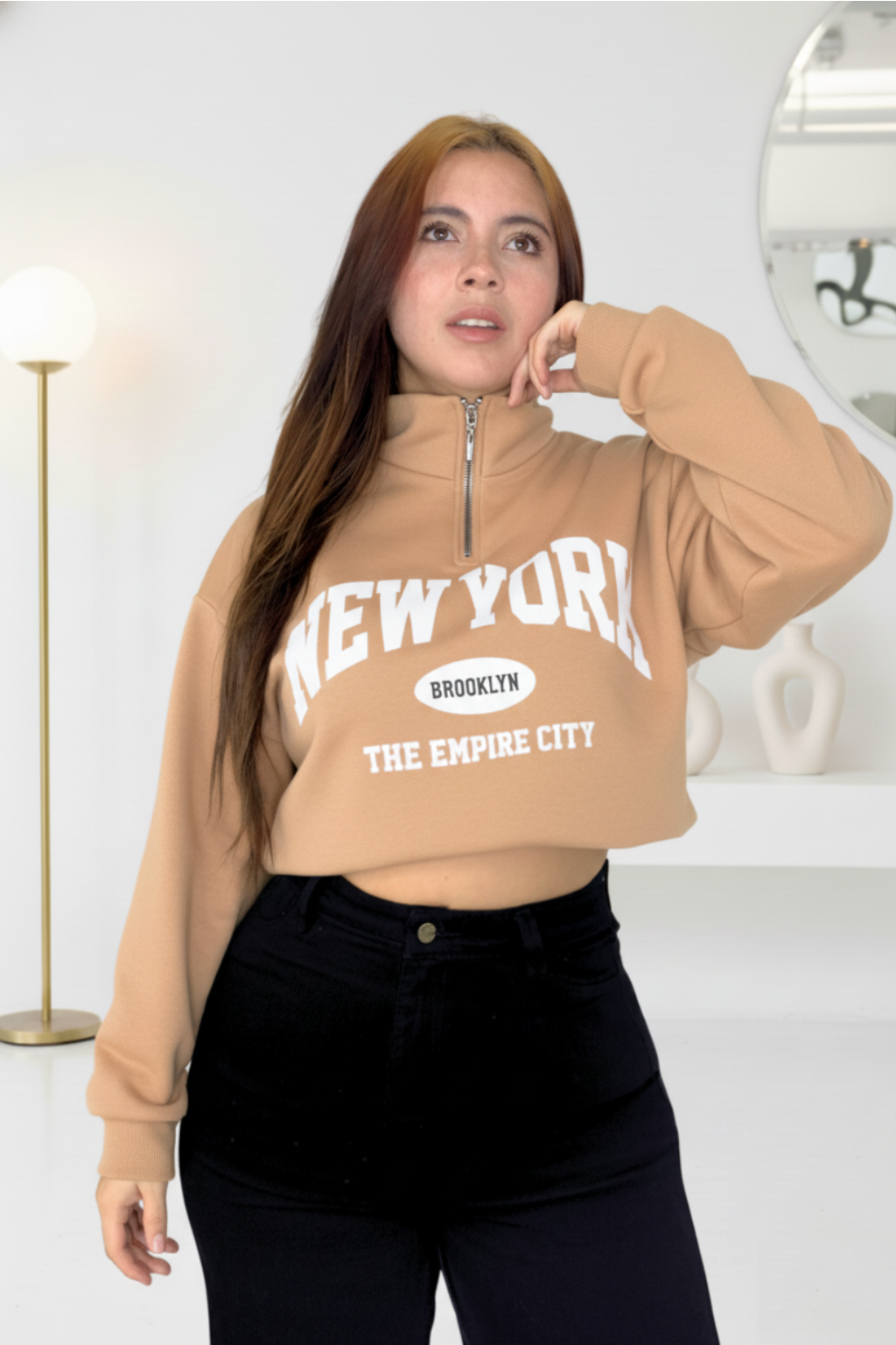 Buzo con cremallera y estampado New York