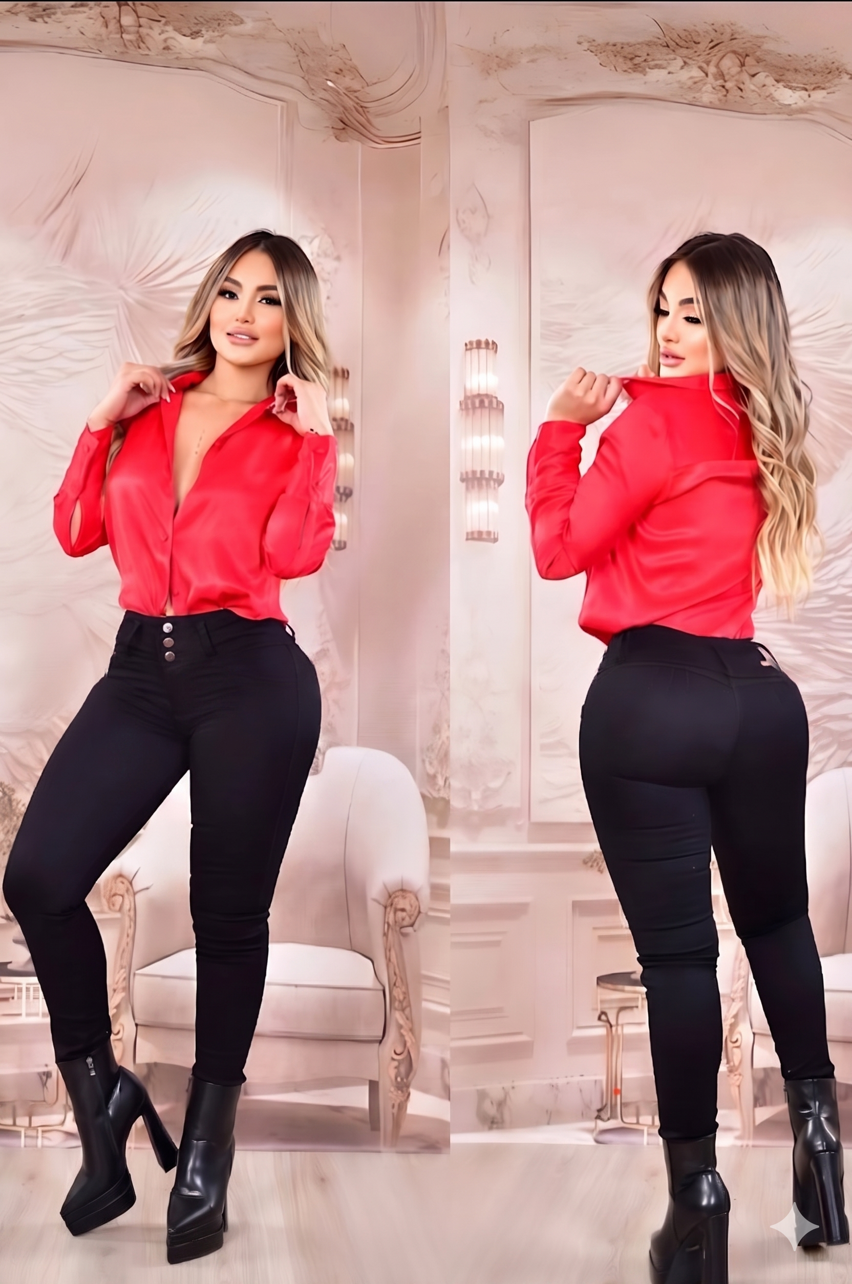 Pantalon De Jean Skinny 3 botones Sin Bolsillos Col