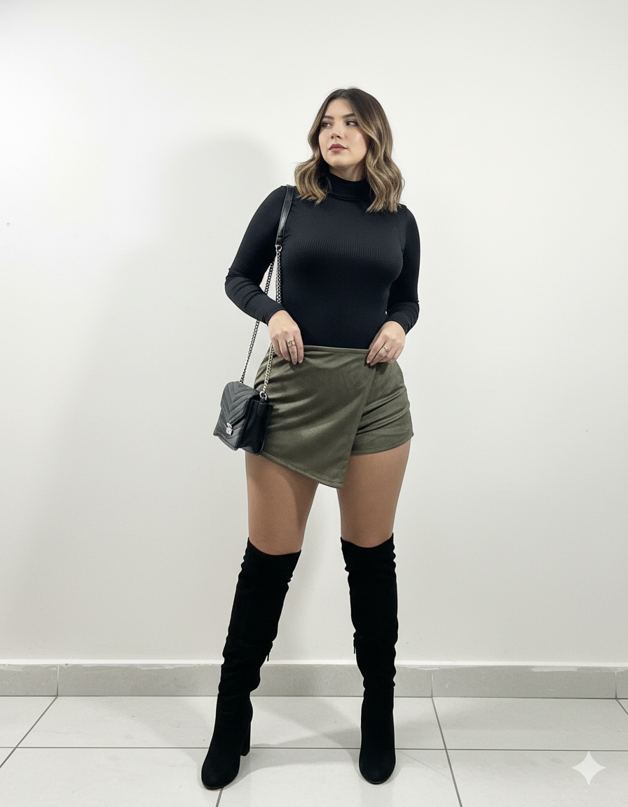 Falda short en gamuza con orma