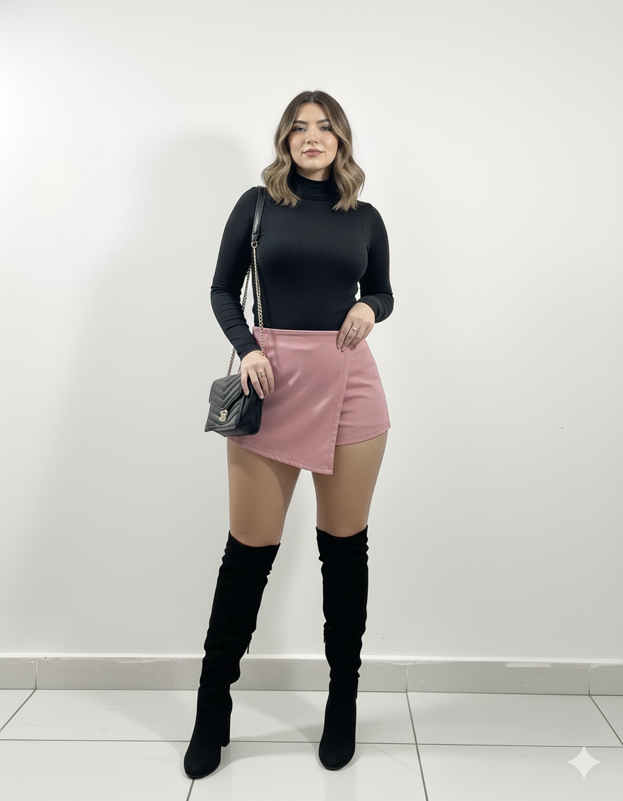 Falda short en gamuza con orma