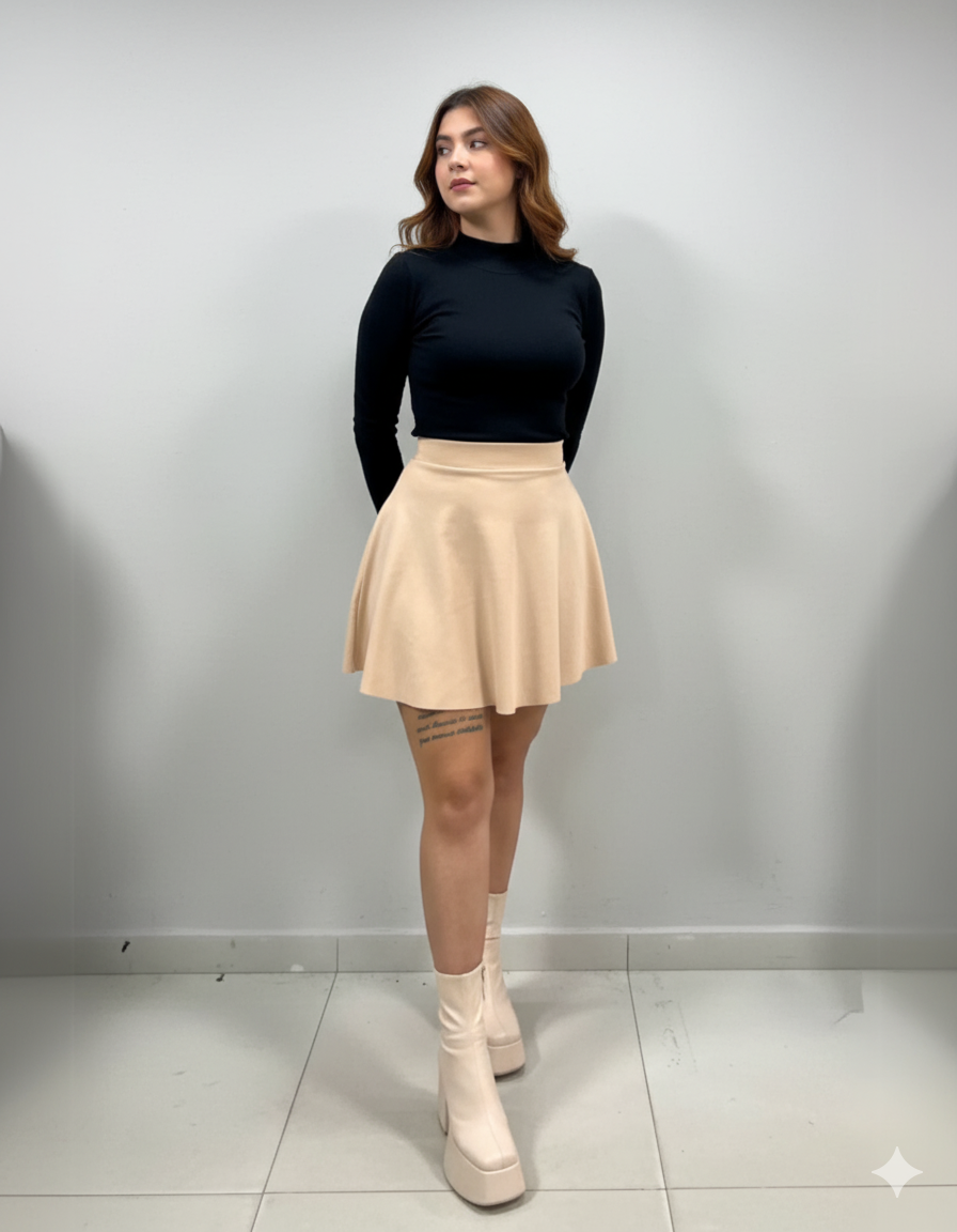 Falda corta con pretina alta