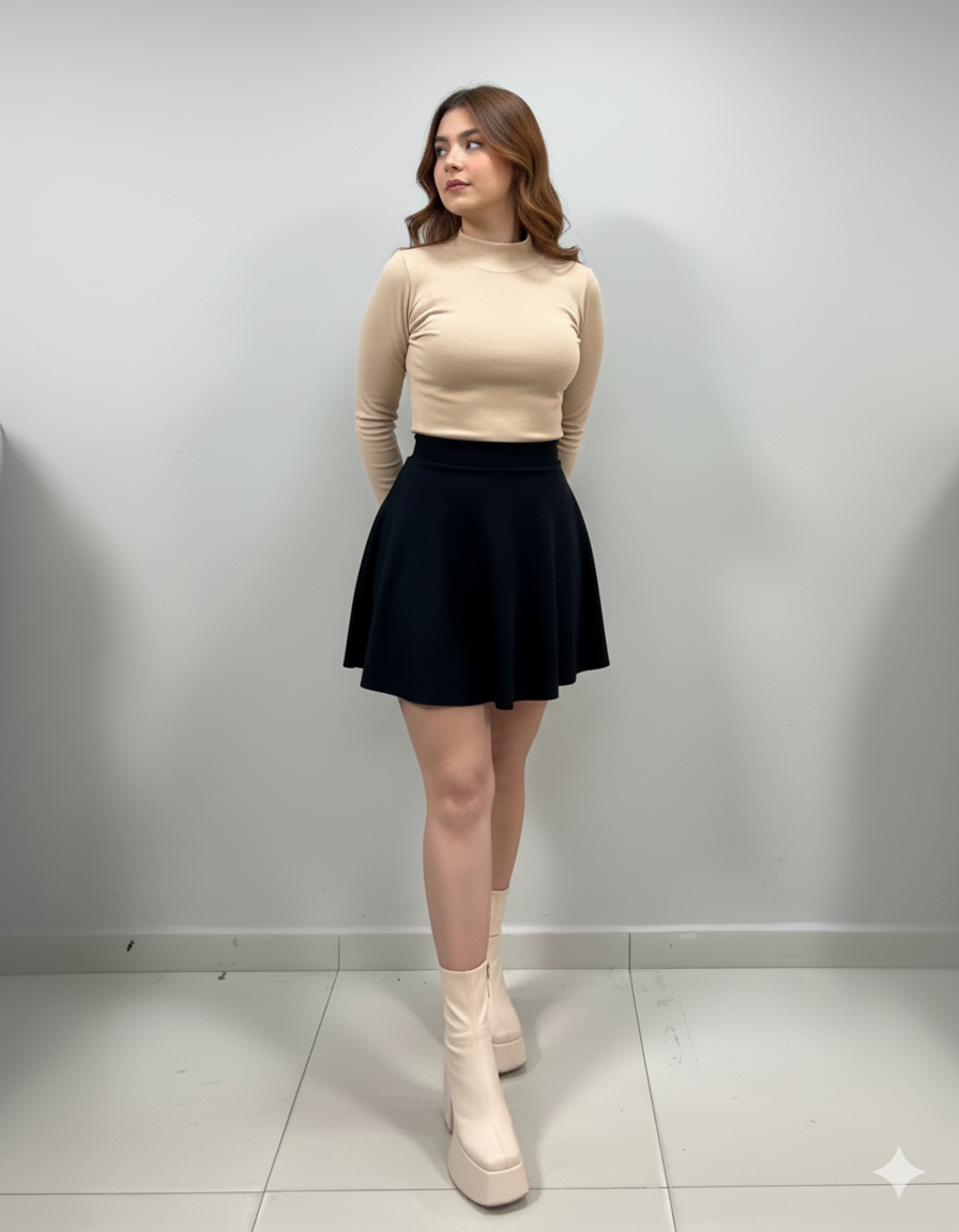 Falda corta con pretina alta