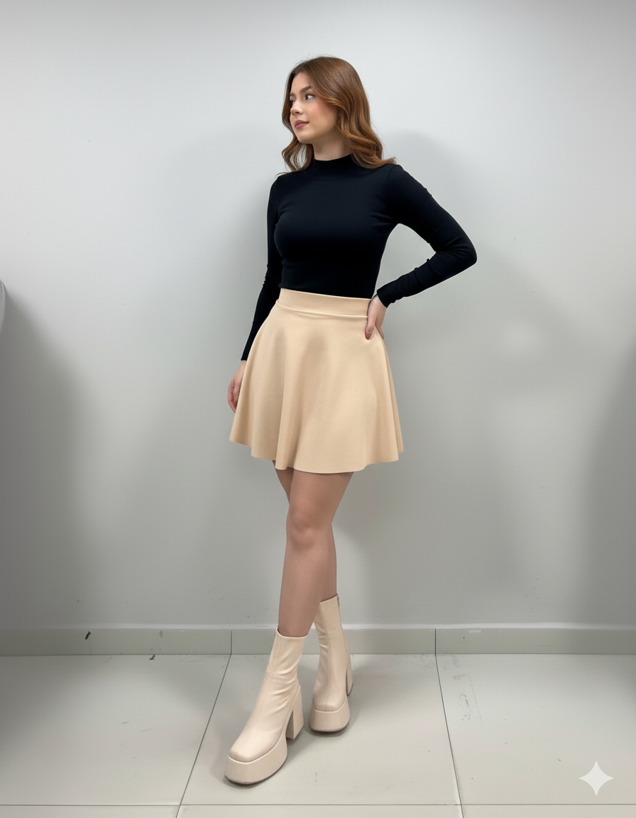 Falda corta con pretina alta