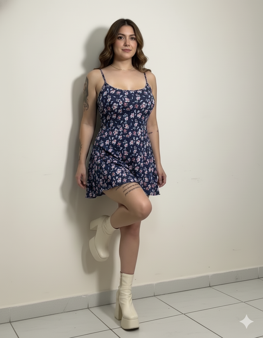 Vestido de flores tiras