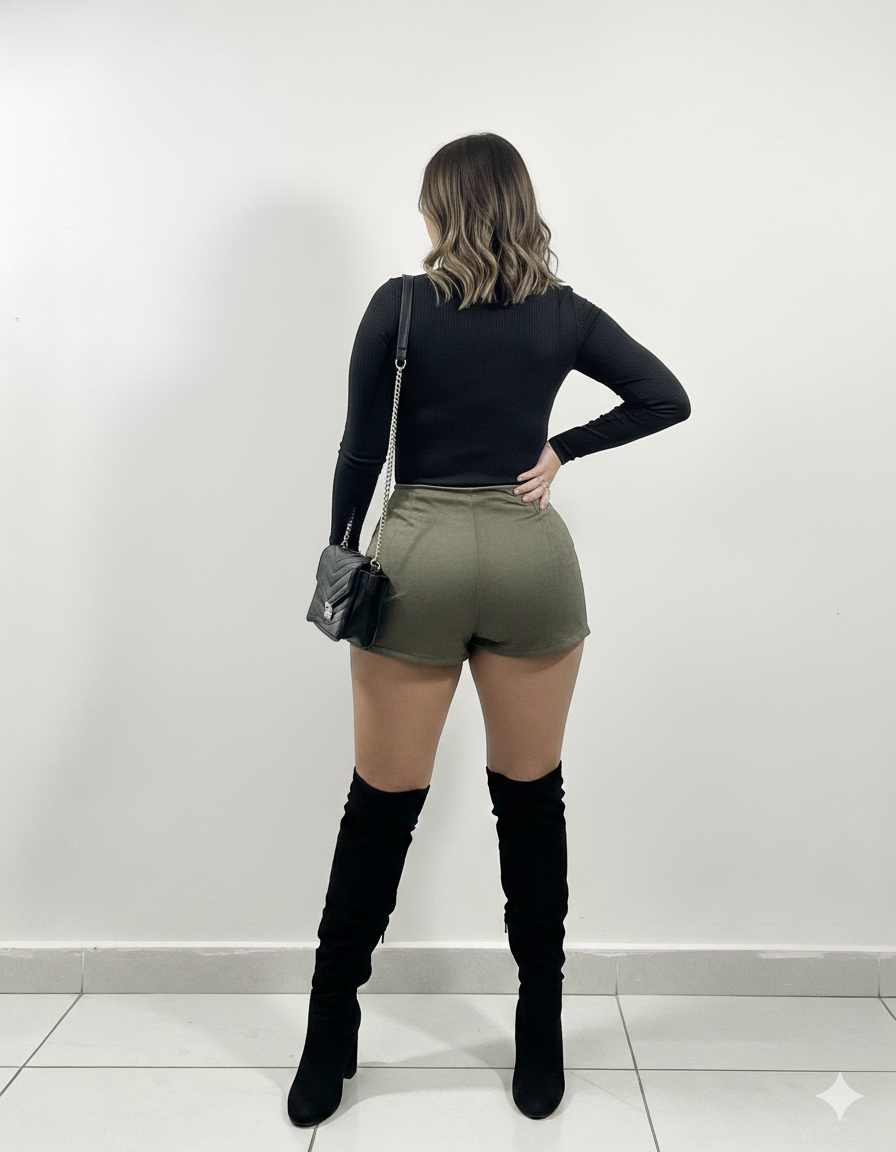 Falda short en gamuza con orma