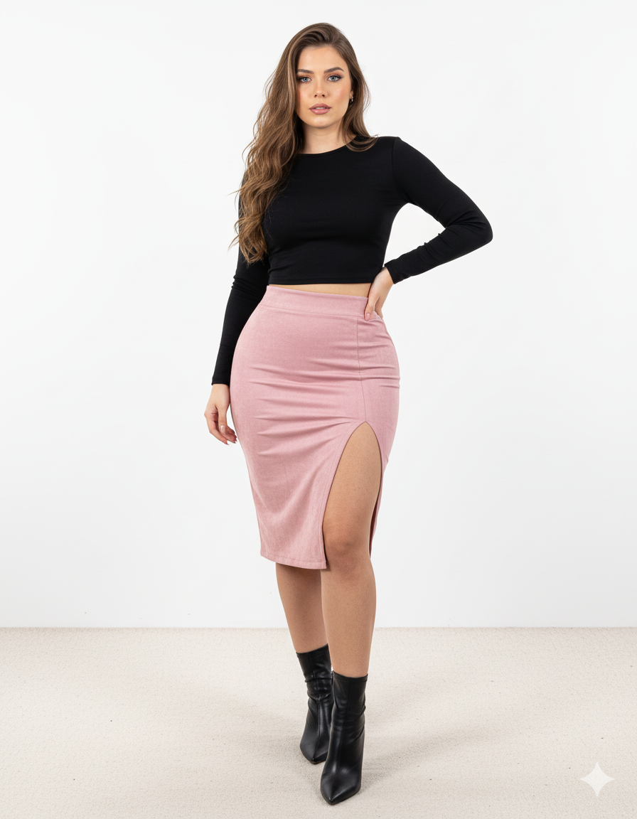 FALDA LARGA EN GAMUZA