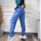 Pantalon De Jean Boyfriend destroyer tiro alto
