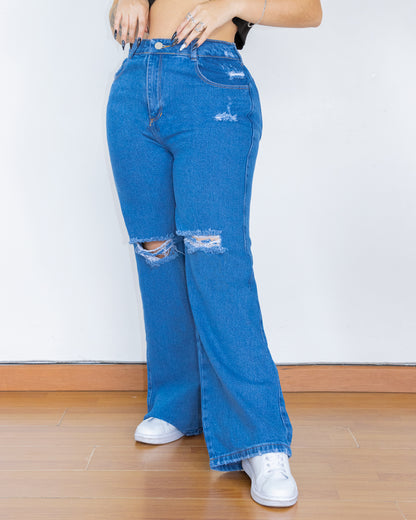 PANTALON DE JEAN BOTA RECTA EN DENIM