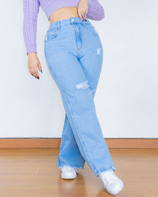 PANTALON DE JEAN BOTA RECTA EN DENIM