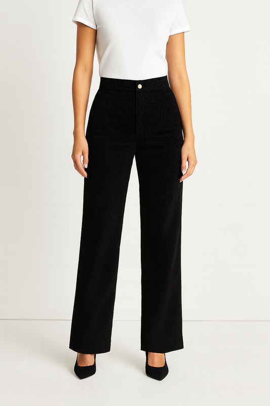 Pantalon Pana bota recta  tiro alto