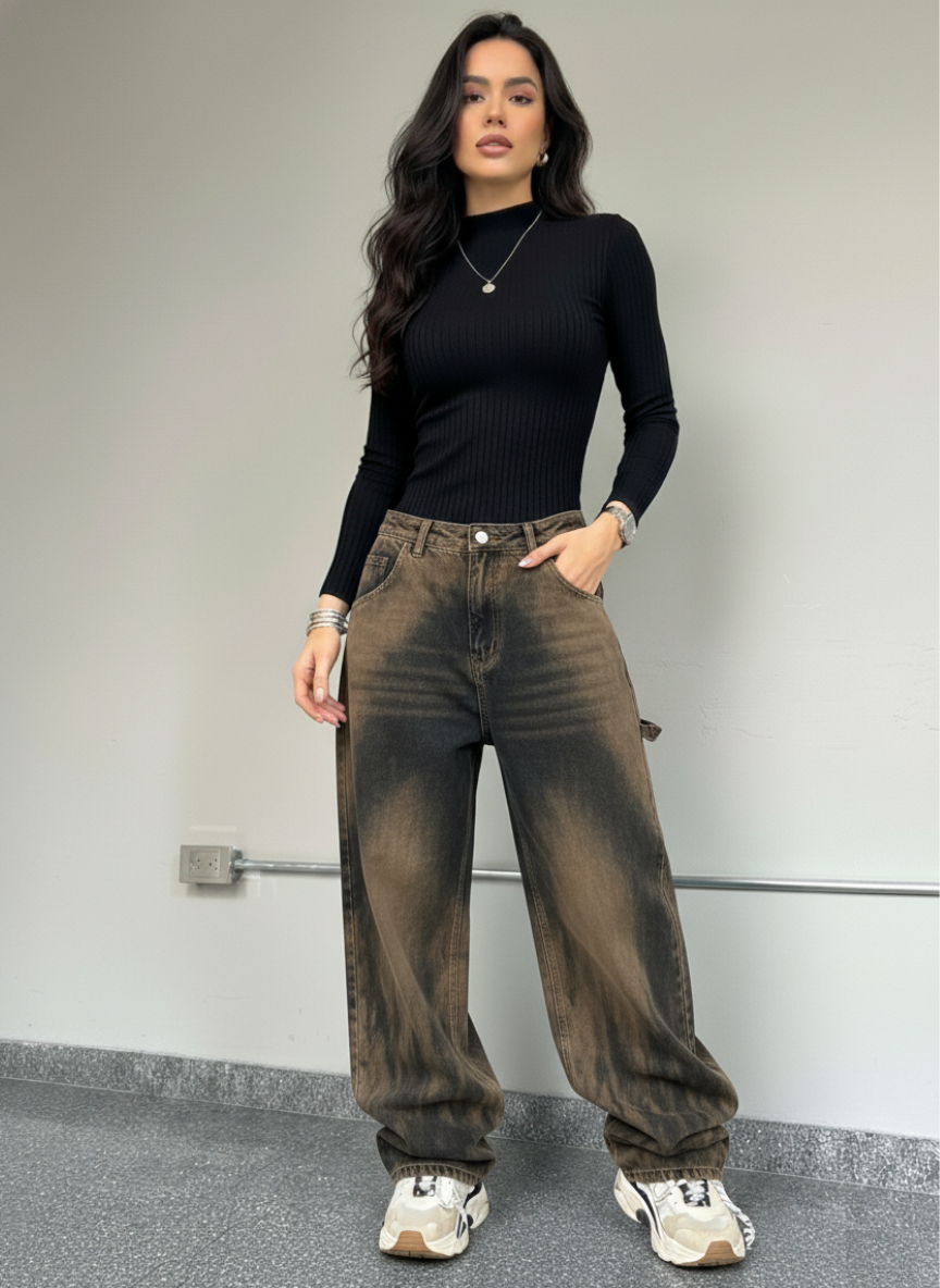 Pantalón Baggy Denim Mujer Estilo Urbano