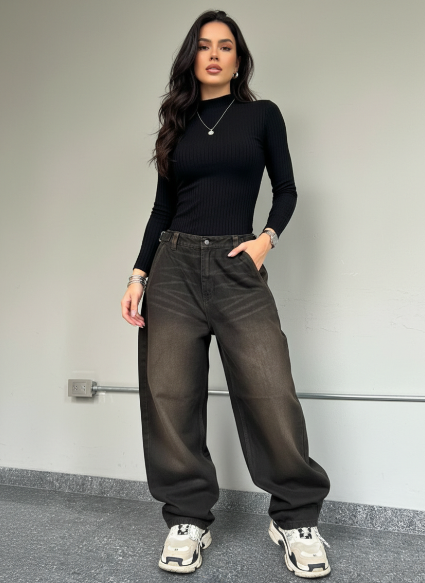 Pantalón Baggy Denim Mujer Estilo Urbano