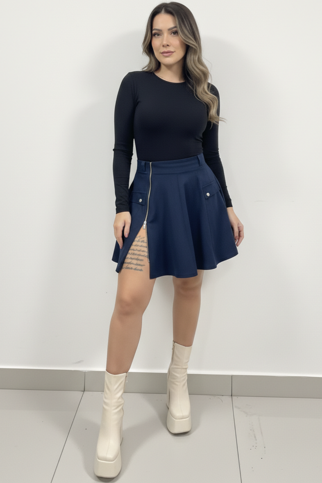 Falda corta cremallera