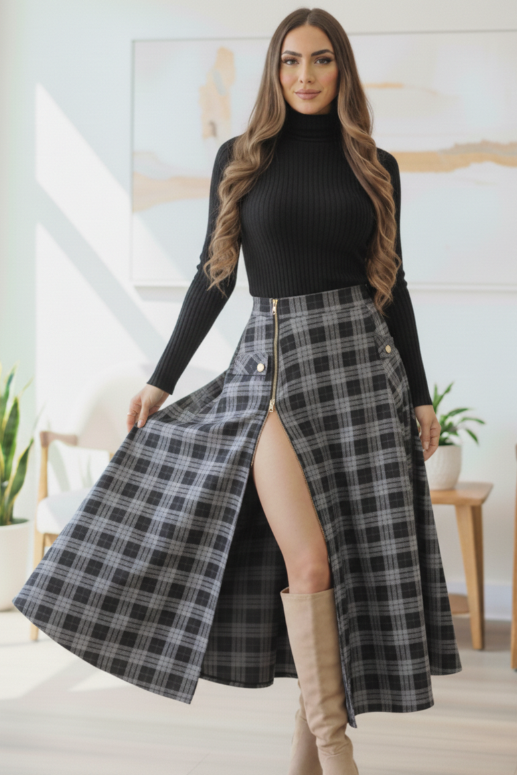 Conjunto Blusa Bandeja y Falda larga