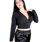 Blusa Manga Larga Cuello V Con Botones
