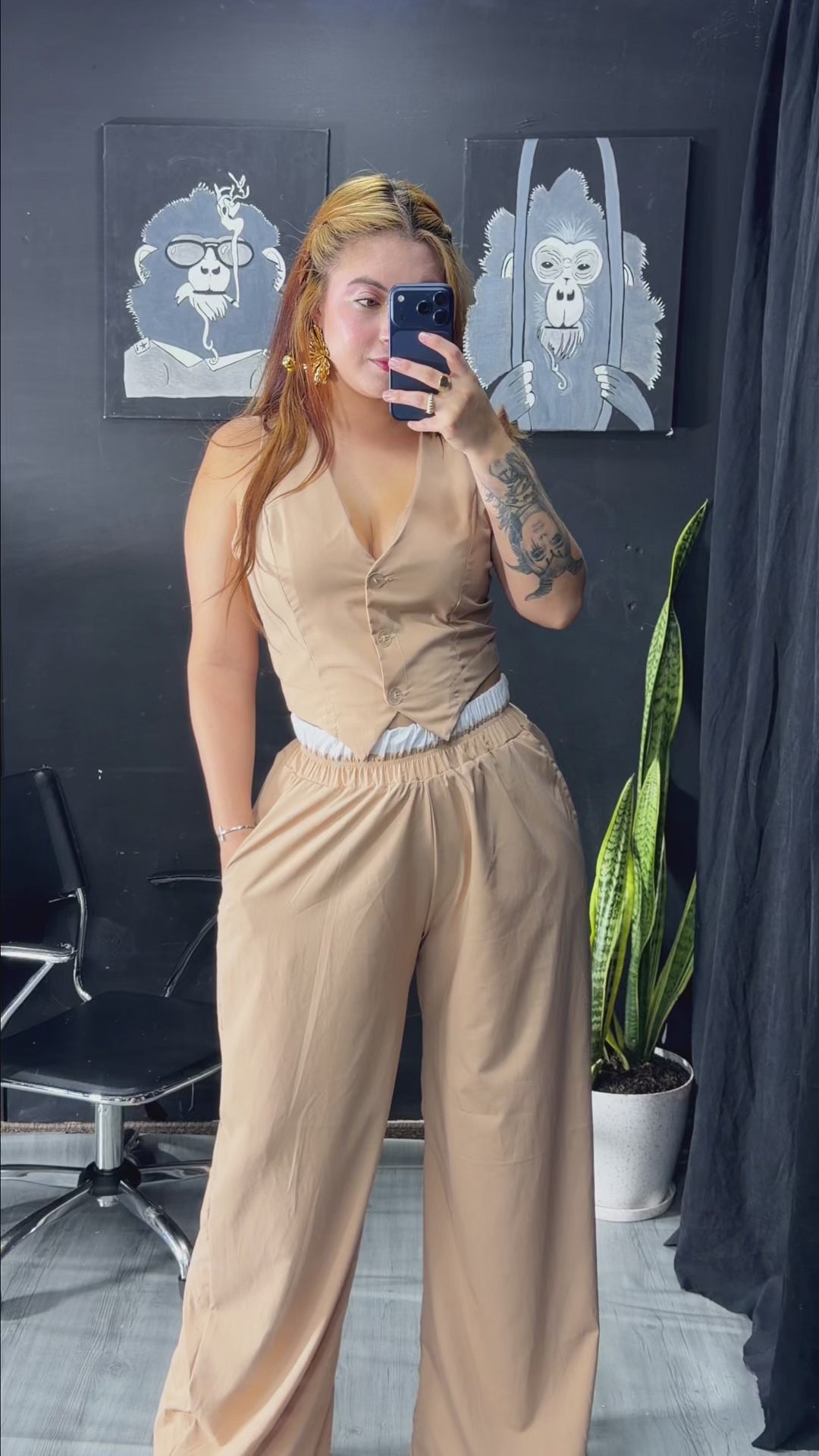 Conjunto Mujer Chaleco y Pantalón Bota recta