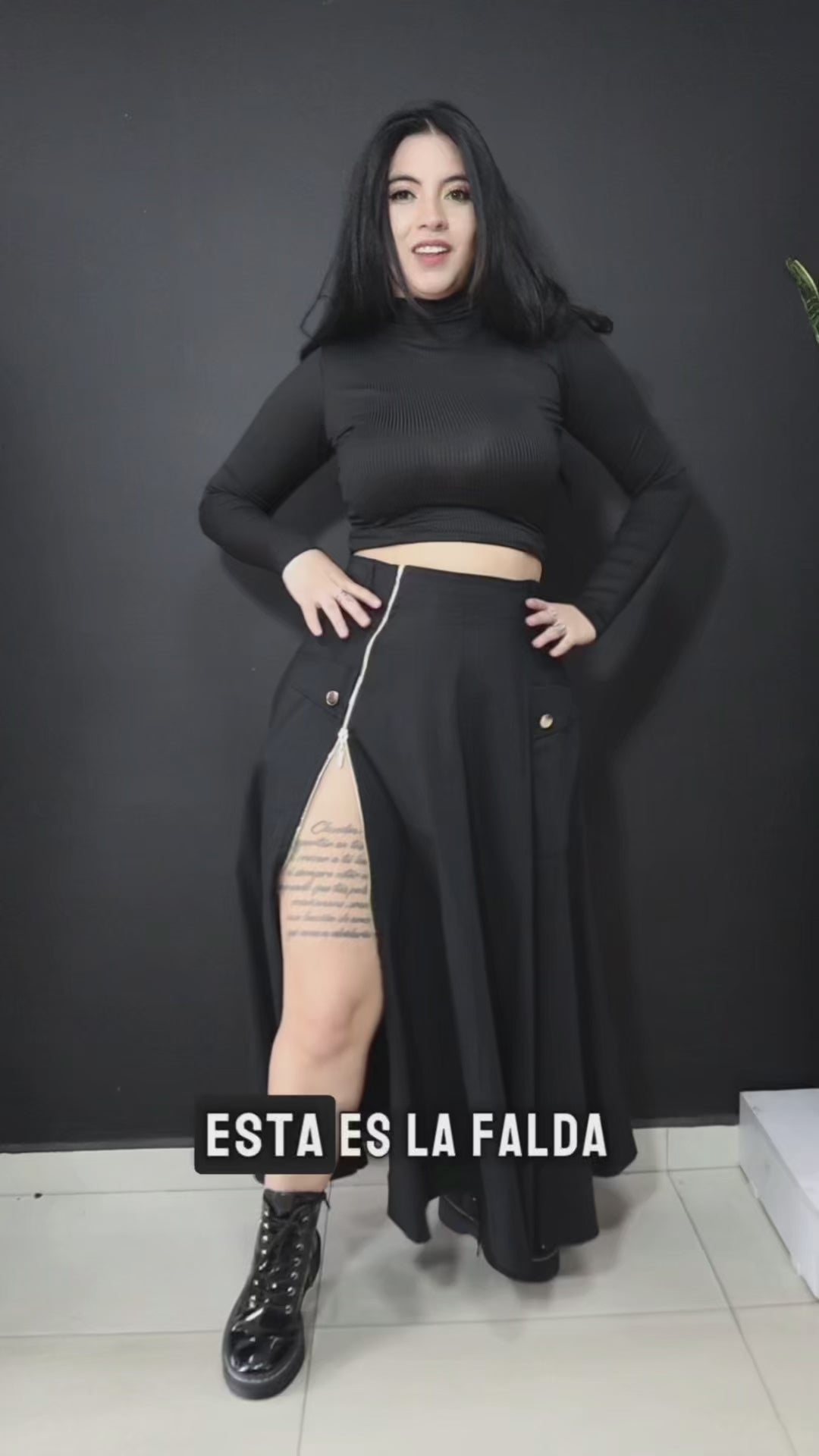 Falda larga con cremallera