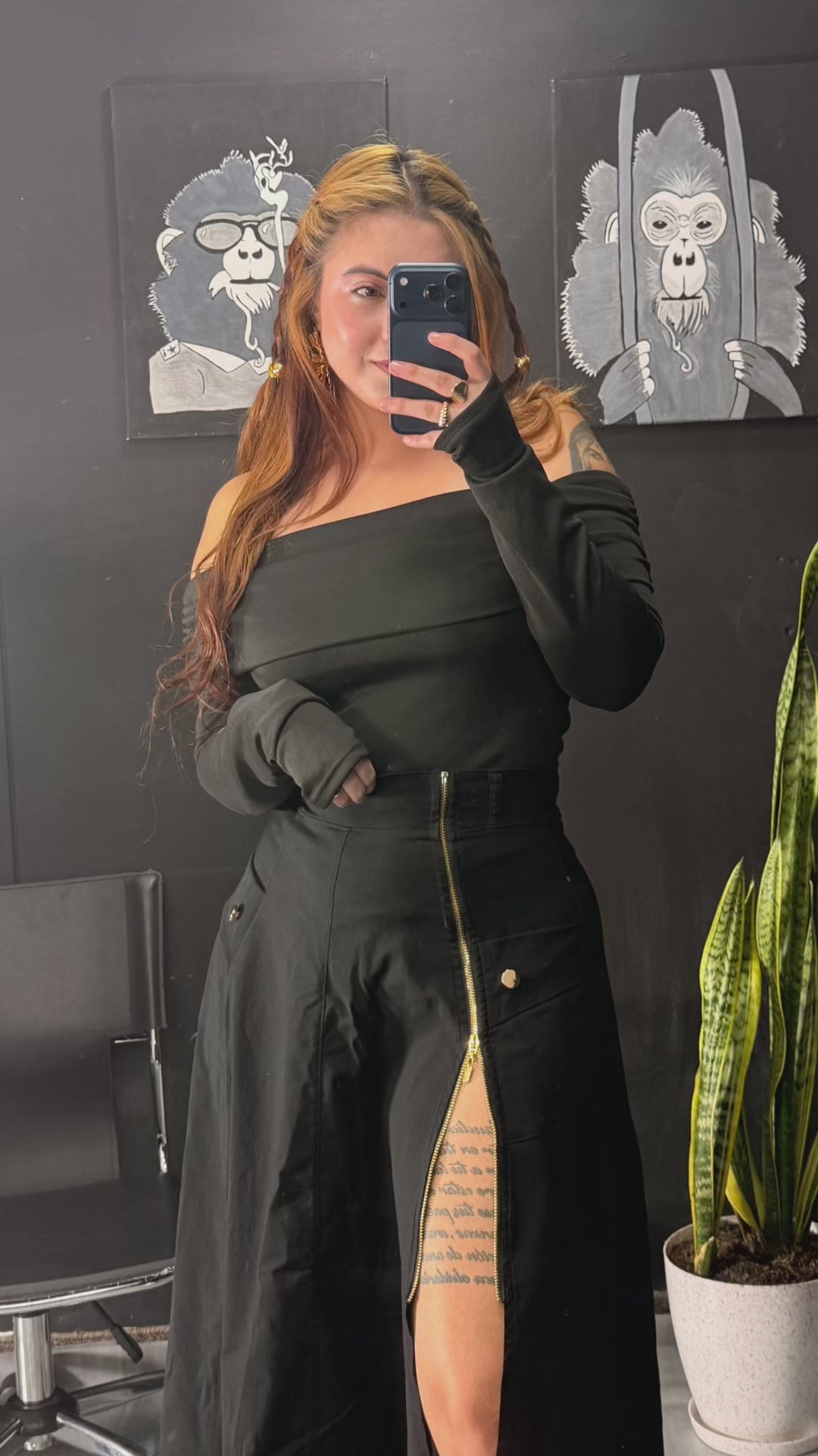 Conjunto Blusa Bandeja y Falda larga