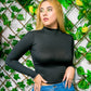 Blusa larga al cuerpo cuello alto