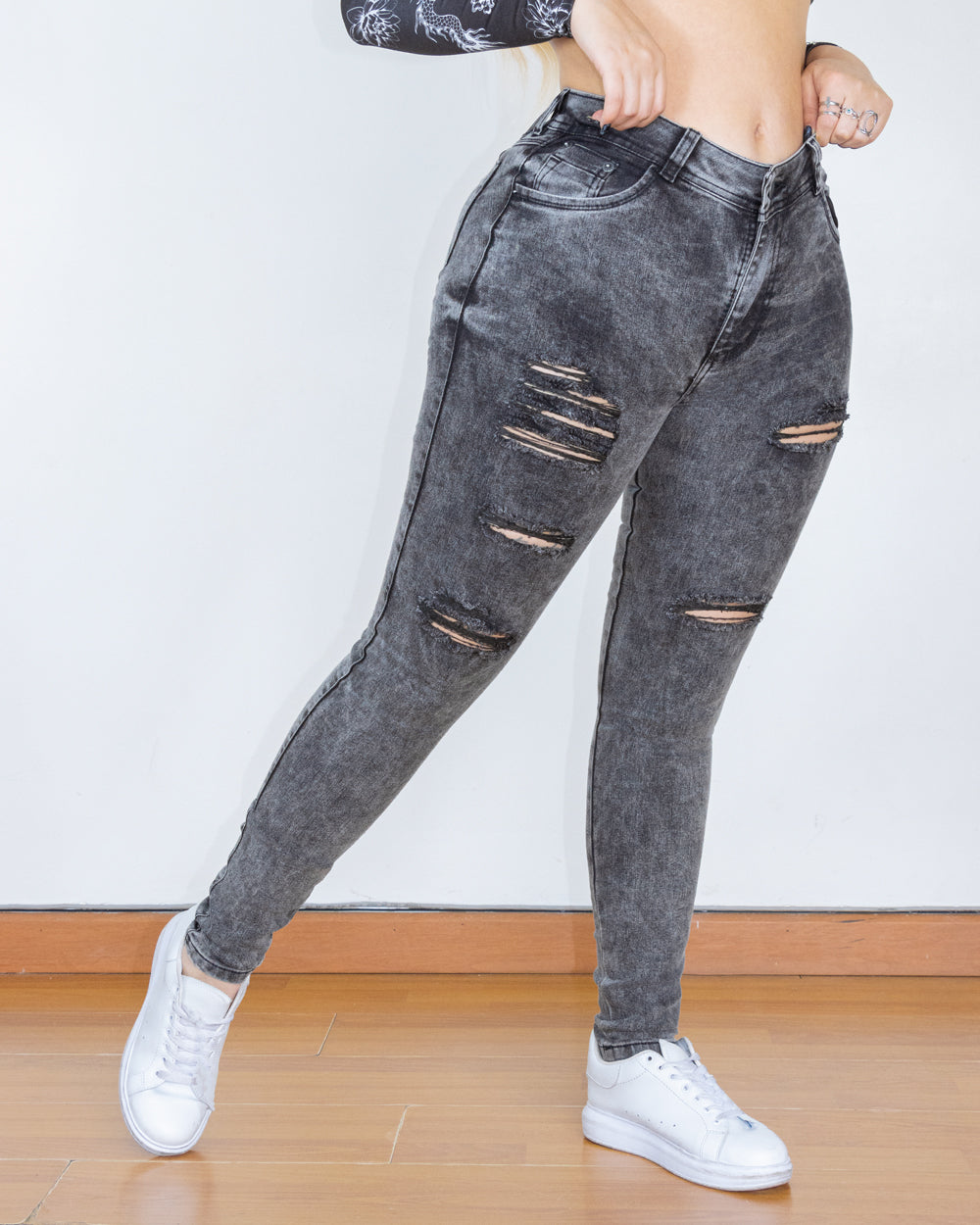 Pantalon Ancho Jean Mom Mujer Roto Combinar Pantalones Outfit